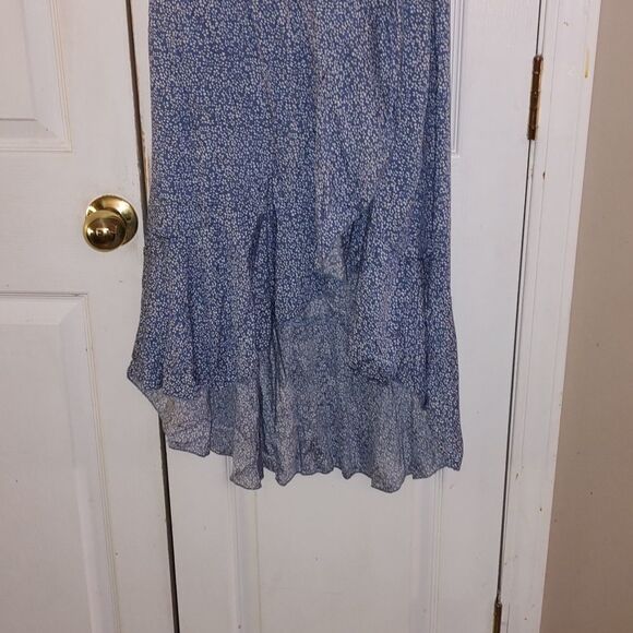 Zesica lt blue Bohemian Floral Printed Wrap Short Sleeve Split Maxi Dress - Picture 2 of 7